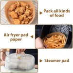 Market - Curatenie si intretinere casa - Produse bucatarie - Pungi si folii alimentare - Set 100 Hartii de copt sau prajit pentru Airfryer, Forma rotund, in suport de plastic cu capac, 16 x 16 cm - Infinity.ro
