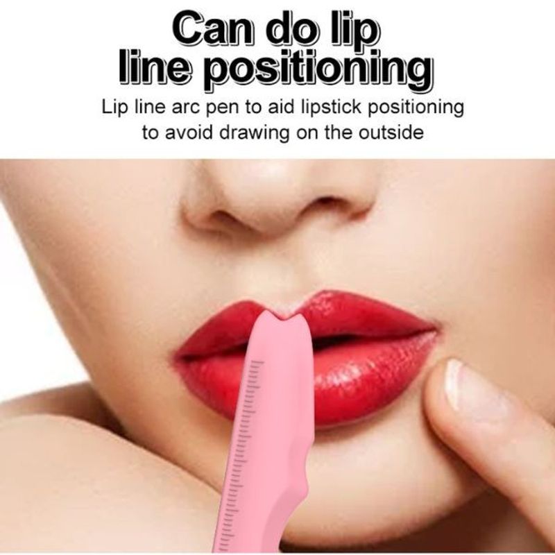 Ingrijire personala si Cosmetice - Machiaj - Accesorii machiaj - Sablon multifunctional 5 in 1 din silicon pentru makeup ochi, fata, sprancene, buze, 149.4x41.4x8 mm, Roz - Infinity.ro