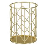 Carti si Birotica - Birotica - Accesorii de birou - Suporturi accesorii birou - Suport pixuri metalic, zigzag, culoare auriu, dimensiuni 8 x 10.5cm - Infinity.ro