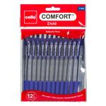 Carti si Birotica/Birotica/Instrumente de scris/Pixuri si stilouri - Set pixuri ballpoint, cello comfort, corp transparent, grip albastru, varf 1.0mm, 12 bucati - Infinity.ro