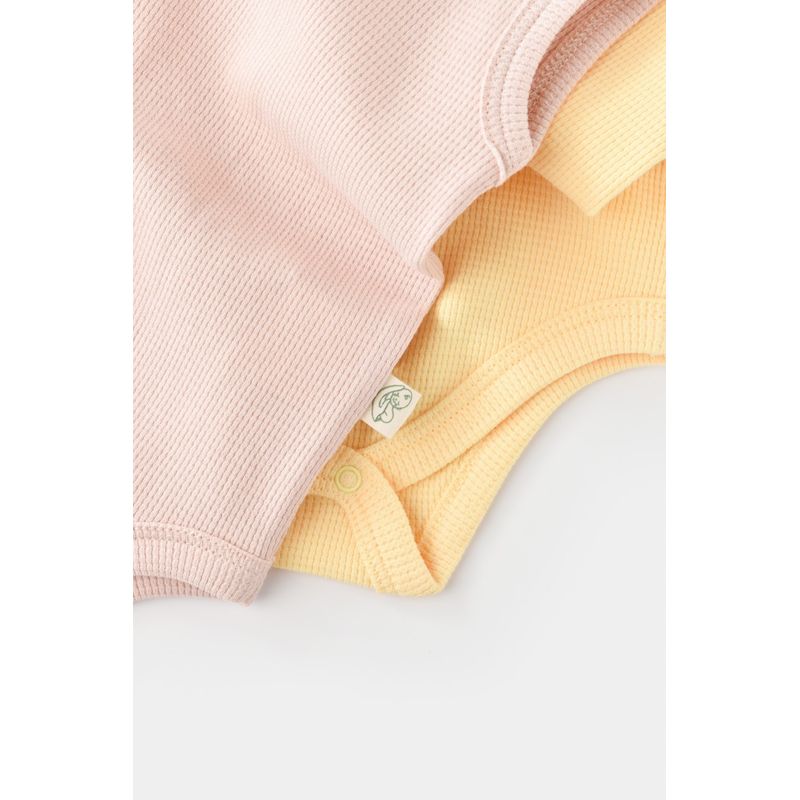 Fashion, accesorii si bijuterii - Copii - Imbracaminte copii - Body-uri copii - Set 2 body-uri fara maneci bebe unisex -100% bumbac organic - Galben/Roz, BabyCosy (Marime: 18-24 Luni) - Infinity.ro