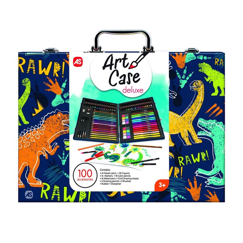 Jucarii, Copii si Bebe - Jucarii si jocuri - Jucarii & jocuri educative - Seturi pictura si desen - SET DE DESEN DELUXE CU 100 ACCESORII DINOZAUR - Infinity.ro