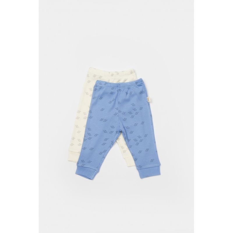 Fashion, accesorii si bijuterii - Copii - Imbracaminte copii - Pantaloni copii - Set 2 pantalonasi Printed, BabyCosy, 50% modal+50% bumbac, Ecru/Lavanda (Marime: 12-18 Luni) - Infinity.ro