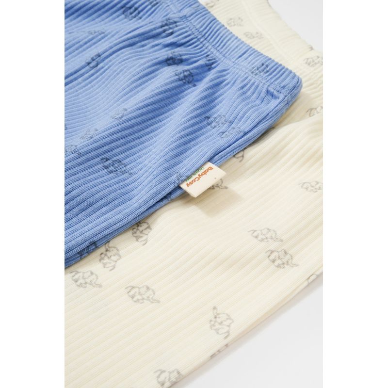 Fashion, accesorii si bijuterii - Copii - Imbracaminte copii - Pantaloni copii - Set 2 pantalonasi Printed, BabyCosy, 50% modal+50% bumbac, Ecru/Lavanda (Marime: 12-18 Luni) - Infinity.ro