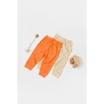 Fashion, accesorii si bijuterii - Copii - Imbracaminte copii - Pantaloni copii - Set 2 pantalonasi Printed, BabyCosy, 50% modal+50% bumbac, Stone/Apricot (Marime: 9-12 luni) - Infinity.ro