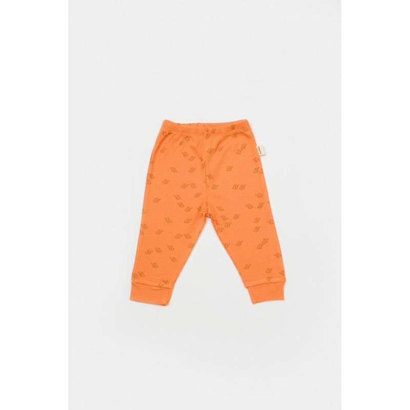 Fashion, accesorii si bijuterii - Copii - Imbracaminte copii - Pantaloni copii - Set 2 pantalonasi Printed, BabyCosy, 50% modal+50% bumbac, Stone/Apricot (Marime: 9-12 luni) - Infinity.ro