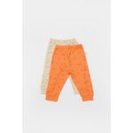 Fashion, accesorii si bijuterii - Copii - Imbracaminte copii - Pantaloni copii - Set 2 pantalonasi Printed, BabyCosy, 50% modal+50% bumbac, Stone/Apricot (Marime: 9-12 luni) - Infinity.ro