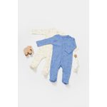 Fashion, accesorii si bijuterii - Copii - Imbracaminte copii - Salopete copii - Set 2 salopete lungi Printed, BabyCosy, 50% modal+50% bumbac, Ecru/Lavanda (Marime: 6-9 luni) - Infinity.ro