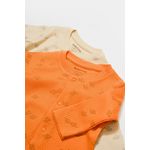 Fashion, accesorii si bijuterii - Copii - Imbracaminte copii - Salopete copii - Set 2 salopete lungi Printed, BabyCosy, 50% modal+50% bumbac, Stone/Apricot (Marime: 6-9 luni) - Infinity.ro