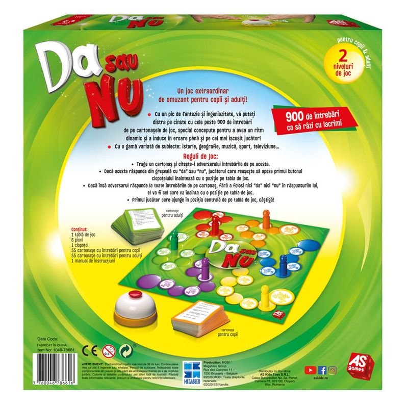 Jucarii, Copii si Bebe - Jucarii si jocuri - Jocuri si puzzle - Jocuri de societate - Joc de societate as, da sau nu, 2 nivele, multicolor - Infinity.ro