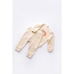 Fashion, accesorii si bijuterii - Copii - Imbracaminte copii - Treninguri si compleuri copii - Set Curcubeu cu bluzita cu maneca lunga si pantaloni lungi din 80%bumbac organic si 20% poliester - Crem, BabyCosy (Marime: 18-2 - Infinity.ro
