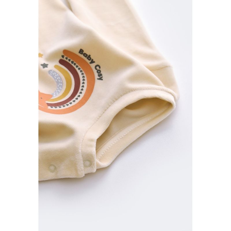 Fashion, accesorii si bijuterii - Copii - Imbracaminte copii - Treninguri si compleuri copii - Set Curcubeu cu bluzita cu maneca lunga si pantaloni lungi din 80%bumbac organic si 20% poliester - Crem, BabyCosy (Marime: 18-2 - Infinity.ro