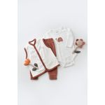 Fashion, accesorii si bijuterii - Copii - Imbracaminte copii - Treninguri si compleuri copii - Set 3 piese Broscuta cu body, pantalonasi si vestuta din 80%bumbac organic si 20% poliester - Caramiziu, BabyCosy (Marime: 18-24 - Infinity.ro