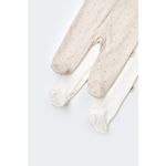 Fashion, accesorii si bijuterii - Copii - Imbracaminte copii - Salopete copii - Set 2 salopetele cu maneca lunga si pantaloni lungi cu botosei - 100%bumbac organic - Crem cu buline, BabyCosy (Marime: 6-9 luni - Infinity.ro