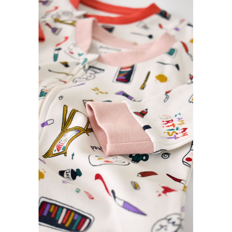 Fashion, accesorii si bijuterii - Copii - Imbracaminte copii - Salopete copii - Set 2 salopetele cu maneca lunga si pantaloni lungi cu fermoar - 100%bumbac organic - Portocaliu si Pudra, BabyCosy (Marime: 12- - Infinity.ro