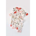 Fashion, accesorii si bijuterii - Copii - Imbracaminte copii - Salopete copii - Set 2 salopetele cu maneca lunga si pantaloni lungi cu fermoar - 100%bumbac organic - Portocaliu si Pudra, BabyCosy (Marime: 12- - Infinity.ro