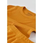 Fashion, accesorii si bijuterii - Copii - Imbracaminte copii - Treninguri si compleuri copii - Set 3 piese: body cu maneca lunga, pantaloni lungi cu botosei si caciulita din bumbac organic si modal - Mustar, BabyCosy (Marim - Infinity.ro