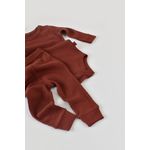 Fashion, accesorii si bijuterii - Copii - Imbracaminte copii - Treninguri si compleuri copii - Set 3 piese: body cu maneca lunga, pantaloni lungi si caciulita din bumbac organic si modal - Caramiziu, BabyCosy (Marime: 18-24 - Infinity.ro