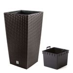 Casa si Gradina - Gradinarit si plante - Plante si ghivece - Ghivece si suporturi - Ghiveci de flori patrat, RATO square, 32.5 x 32.5 cm, H 61 cm, 21/49 L, imitatie ratan, maro, Prosperplast - Infinity.ro