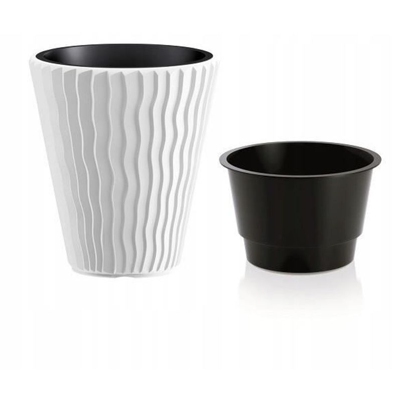 Casa si Gradina - Gradinarit si plante - Plante si ghivece - Ghivece si suporturi - Ghiveci decorativ de flori, rotund, alb, 18/37 L, 39x43.6 cm, Sandy - Infinity.ro