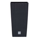 Casa si Gradina - Gradinarit si plante - Plante si ghivece - Ghivece si suporturi - Ghiveci decorativ de flori, patrat, 32.5x32.5x61 cm, imitatie ratan, antracit, Prosperplast - Infinity.ro