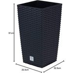 Casa si Gradina - Gradinarit si plante - Plante si ghivece - Ghivece si suporturi - Ghiveci decorativ de flori, patrat, 32.5x32.5x61 cm, imitatie ratan, antracit, Prosperplast - Infinity.ro