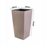 Casa si Gradina - Gradinarit si plante - Plante si ghivece - Ghivece si suporturi - Ghiveci decorativ de flori, Prosperplast, Rato, imitatie ratan, patrat, cafeniu, 22.5x22.5x42.1 cm - Infinity.ro