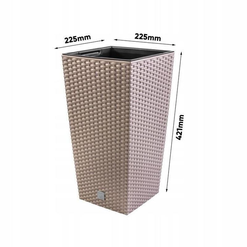 Casa si Gradina - Gradinarit si plante - Plante si ghivece - Ghivece si suporturi - Ghiveci decorativ de flori, Prosperplast, Rato, imitatie ratan, patrat, cafeniu, 22.5x22.5x42.1 cm - Infinity.ro