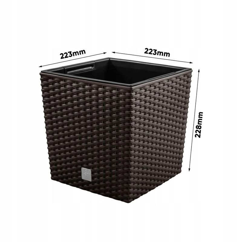 Casa si Gradina - Gradinarit si plante - Plante si ghivece - Ghivece si suporturi - Ghiveci de flori, Prosperplast, Rato Low, patrat, imitatie ratan, maro, 22.3x22.3x22.8 cm - Infinity.ro