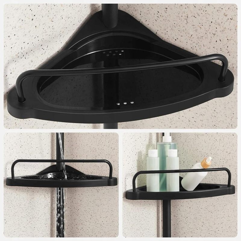Casa si Gradina - Mobilier - Mobilier baie - Etajere baie - Raft pentru baie/dus, de colt, Artool, reglabil, otel si PP, 4 rafturi, negru, 85-305 cm - Infinity.ro