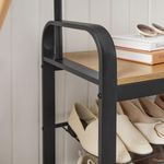 Casa si Gradina - Mobilier - Organizare si depozitare - Cuiere - Cuier cu 2 rafturi pentru incaltaminte, Artool, banca, pal, otel, negru si natur, 72x33.7x183 cm - Infinity.ro