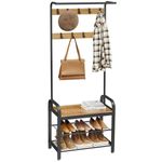 Casa si Gradina - Mobilier - Organizare si depozitare - Cuiere - Cuier cu 2 rafturi pentru incaltaminte, Artool, banca, pal, otel, negru si natur, 72x33.7x183 cm - Infinity.ro