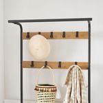 Casa si Gradina - Mobilier - Organizare si depozitare - Cuiere - Cuier cu 2 rafturi pentru incaltaminte, Artool, banca, pal, otel, negru si natur, 72x33.7x183 cm - Infinity.ro