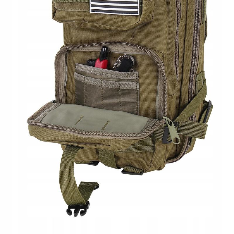 Sport si Outdoor - Articole de voiaj - Rucsacuri - Ghiozdan/rucsac tactic, Trizand, 5 compartimente, poliester 600D, verde, 26 L, 28x16x44 cm - Infinity.ro