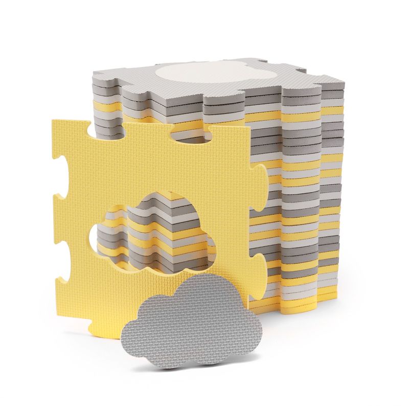 Casa si Gradina - Textile si covoare - Covoare - Covoare copii - Covoras de joaca kinderkraft luno shapes, puzzle 3d, spuma, yellow - Infinity.ro