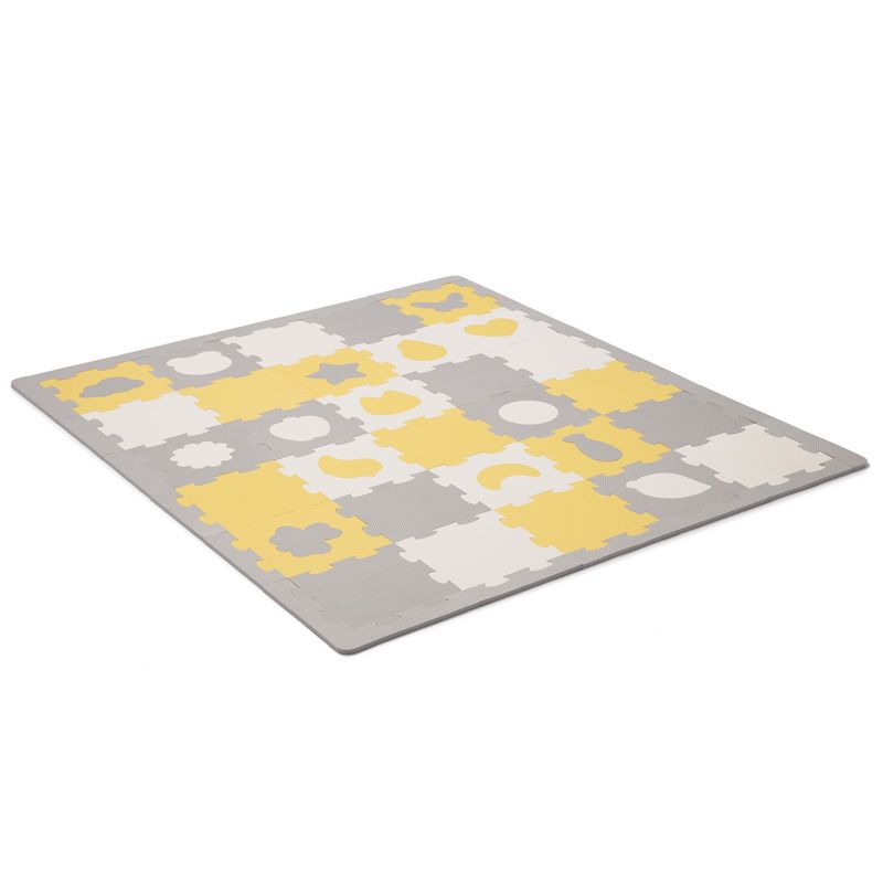 Casa si Gradina - Textile si covoare - Covoare - Covoare copii - Covoras de joaca kinderkraft luno shapes, puzzle 3d, spuma, yellow - Infinity.ro