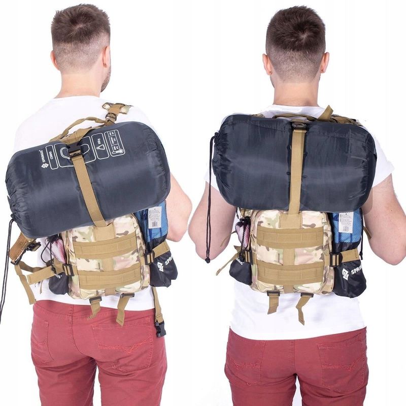 Sport si Outdoor - Articole de voiaj - Rucsacuri - Ghiozdan/rucsac tactic, 4 compartimente, model Survival, camuflaj, verde, 23x24x42 cm, Springos - Infinity.ro