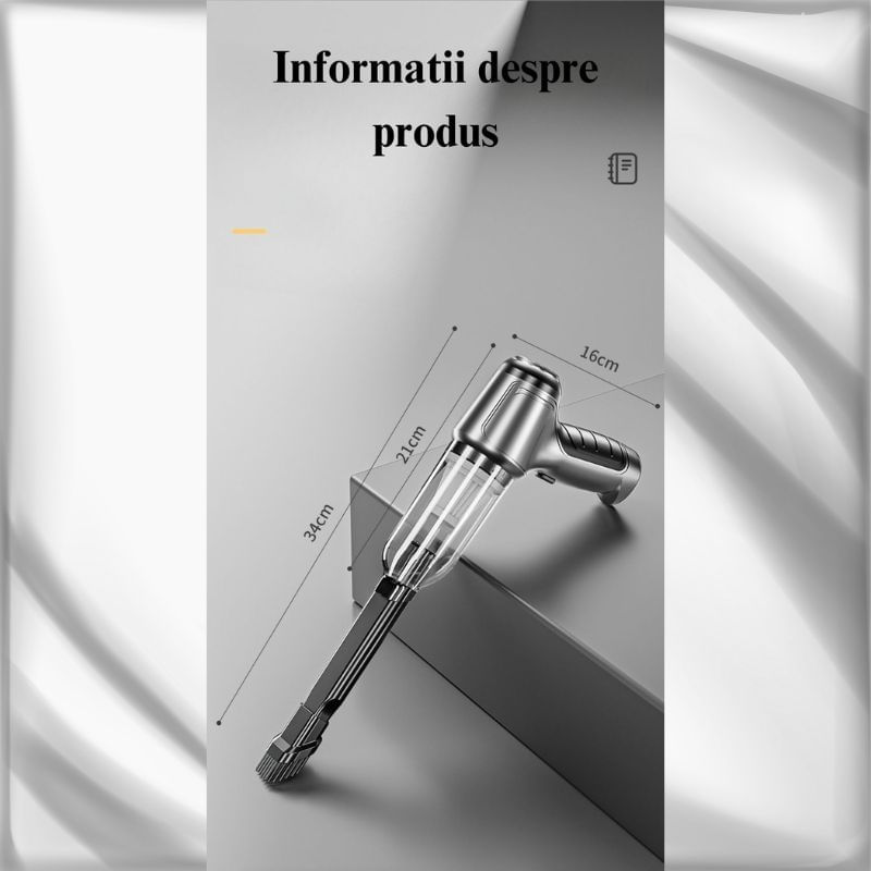 Auto si Moto - Intretinere auto - Aspiratoare auto - Aspirator de Mana Auto, MIANDREE®, Portabil, 3 in 1, Inverter, Functie de Aer Aspirare/Suflare, Putere de Aspirare 12.000 Pa, 35.500 rpm, Fara Fir, Filtru HEPA, Silentios - Infinity.ro