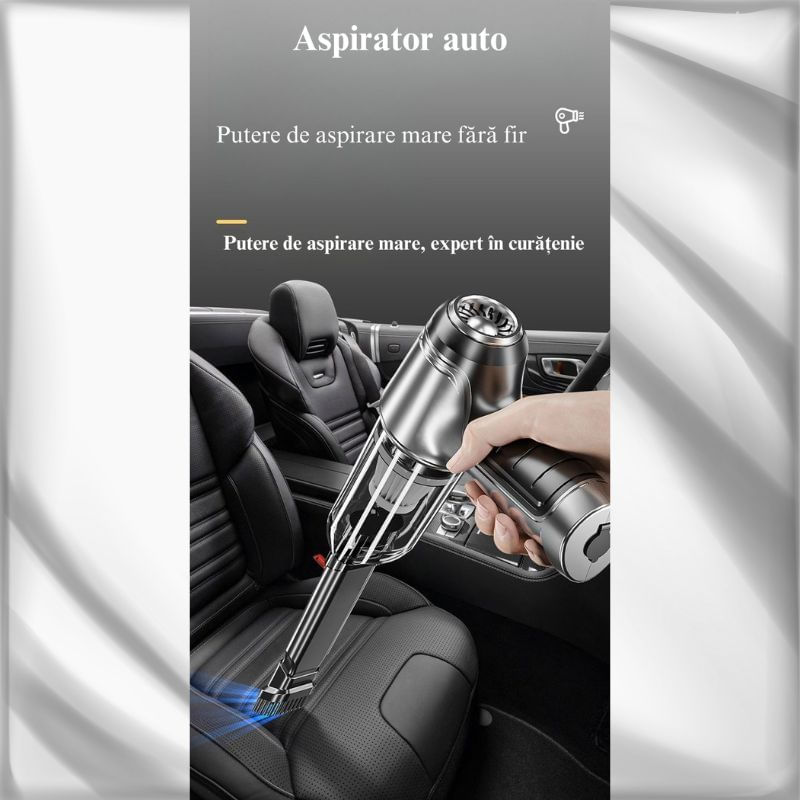 Auto si Moto - Intretinere auto - Aspiratoare auto - Aspirator de Mana Auto, MIANDREE®, Portabil, 3 in 1, Inverter, Functie de Aer Aspirare/Suflare, Putere de Aspirare 12.000 Pa, 35.500 rpm, Fara Fir, Filtru HEPA, Silentios - Infinity.ro