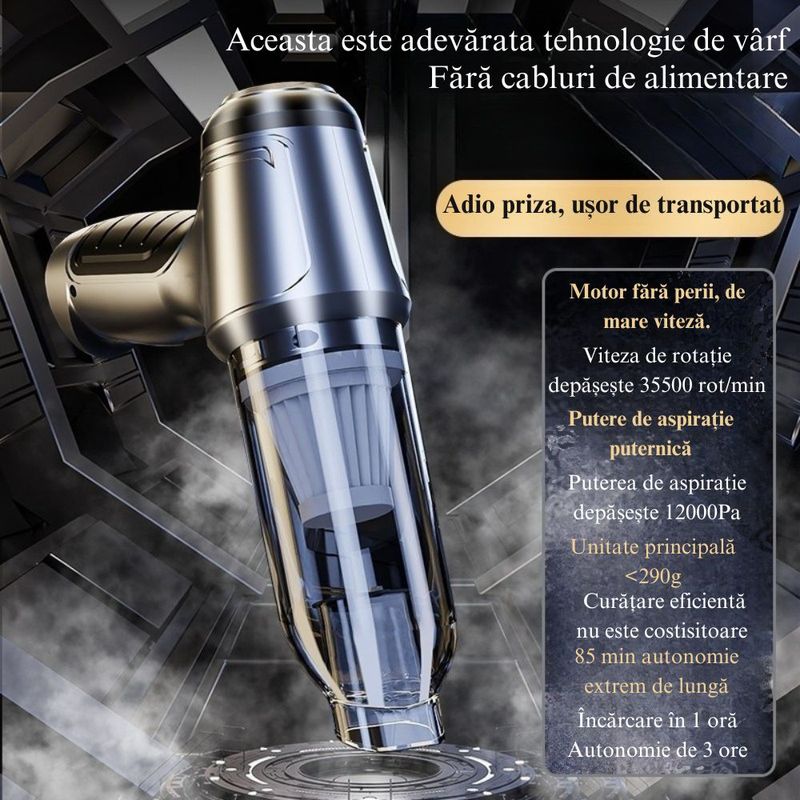 Auto si Moto - Intretinere auto - Aspiratoare auto - Aspirator de Mana Auto, MIANDREE®, Portabil, 3 in 1, Inverter, Functie de Aer Aspirare/Suflare, Putere de Aspirare 12.000 Pa, 35.500 rpm, Fara Fir, Filtru HEPA, Silentios - Infinity.ro
