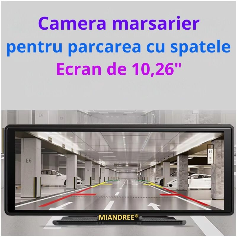 Auto si Moto - Electronice auto - Navigatii GPS - Navigatie Auto Universala 10.26" Full-Touch IPS HD, MIANDREE®, CarPlay/Android Auto Wireless, Camera Fata Reglabila 4K/1080P (Dashcam), Camera Marsarier Inclusa, DVR Multimedia, BT, FM, AUX, Split-Scr - Infinity.ro