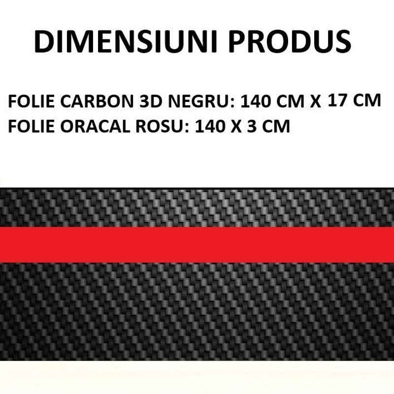 Auto si Moto - Piese auto si accesorii - Piese auto - Tuning - Sticker autoadeziv Tuning, model "Rally Stripe Carbon 3D", dimensiune 140 x 17 cm, culoare Negru/Rosu - Infinity.ro