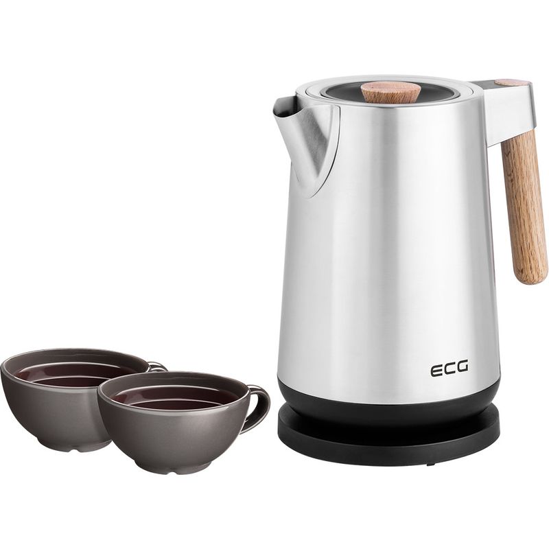 Electronice si Electrocasnice - Electrocasnice bucatarie - Preparare bauturi - Fierbatoare de apa - Fierbator electric ECG RK 1767 Strix Timber, 1.7 litri, 2200 W, otel inoxidabil si elemente din lemn - Infinity.ro