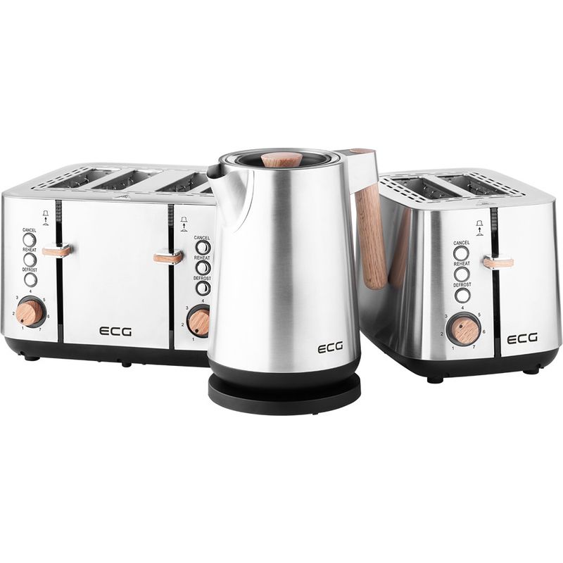 Electronice si Electrocasnice - Electrocasnice bucatarie - Preparare bauturi - Fierbatoare de apa - Fierbator electric ECG RK 1767 Strix Timber, 1.7 litri, 2200 W, otel inoxidabil si elemente din lemn - Infinity.ro