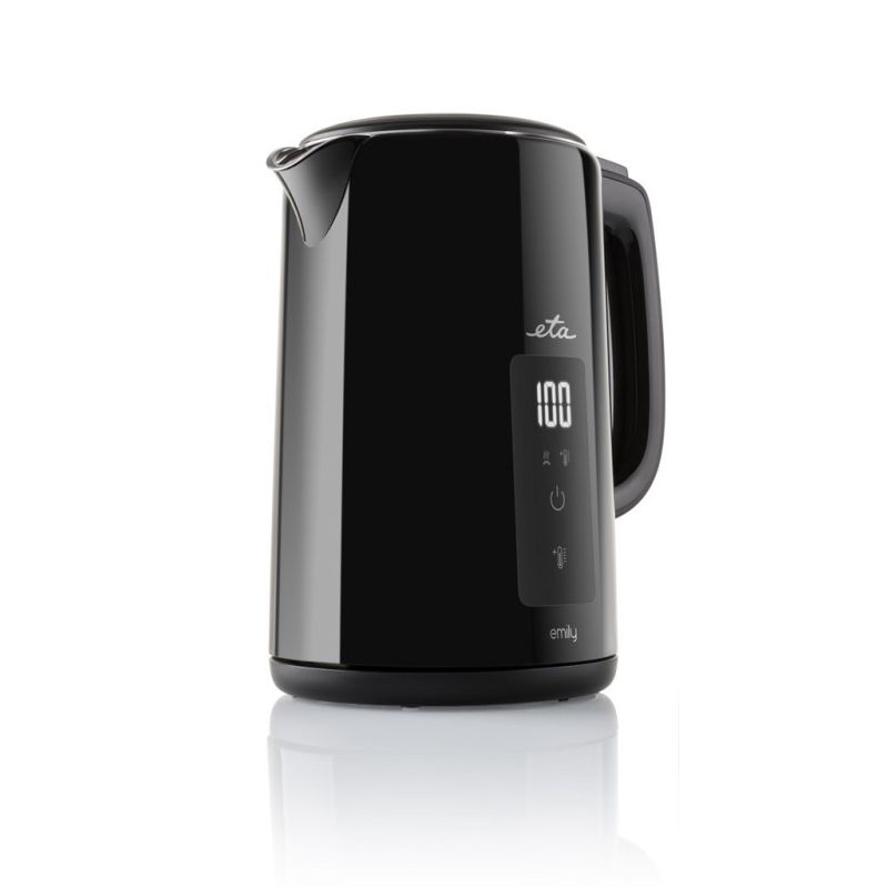 Electronice si Electrocasnice - Electrocasnice bucatarie - Preparare bauturi - Fierbatoare de apa - Fierbator electric ETA Emily 4595 90000, 2200 W, 1.5 litri, pereti dubli, afisaj LED, 40-100 °C, negru - Infinity.ro
