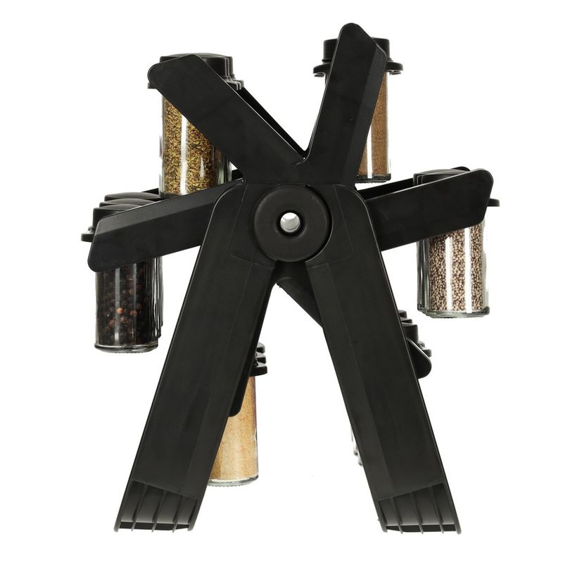 Casa si Gradina - Mobilier - Organizare si depozitare - Organizatoare pentru sertare si dulapuri - Organizator de condimente cu 18 containere cu suport rotativ pentru bucatarie, culoare neagra - Infinity.ro