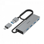 PC, gaming si accesorii - Retelistica - Hub-uri - Hub USB, Hama, 4 Porturi USB-A 3.0, 5 Gb/s, Antracit, 1m - Infinity.ro