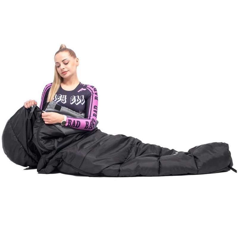 Sport si Outdoor - Camping - Saci de dormit - Sac de dormit, turistic, negru si gri, 220x50/80 cm, Springos - Infinity.ro