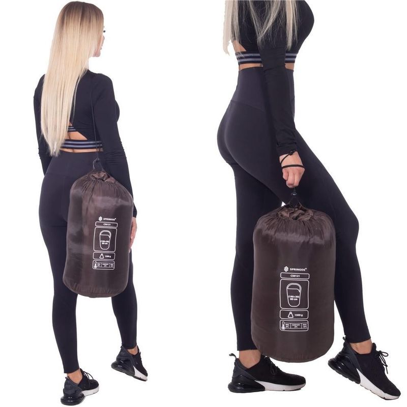 Sport si Outdoor - Camping - Saci de dormit - Sac de dormit, turistic, 2 in 1, maro inchis, 220x80 cm, Springos - Infinity.ro