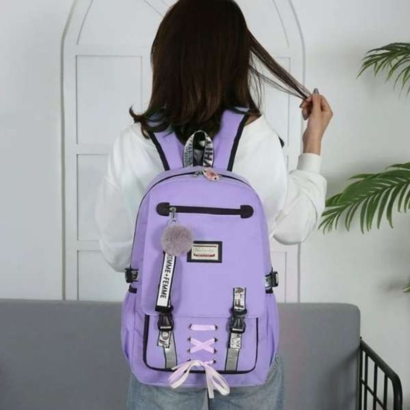 Carti si Birotica - Rechizite - Rucsacuri si genti scolare - Ghiozdan pentru Copii, Impermeabil, Port USB, 30 x 14 x 47 cm, Violet cu Rola Hartie Auto-Adeziva si Decupabila pentru Desenat, - Infinity.ro